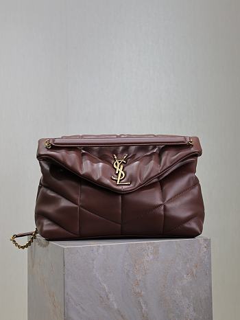 Colestore YSL LouLou Puffer Lambskin Bag 5774751 in Chocolate Brown Size 35x23x13.5cm