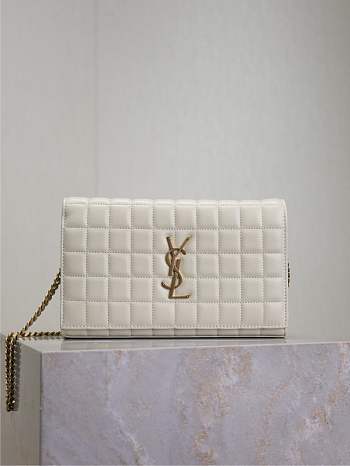Colestore YSL Saint Laurent Cassandre Ysl Wallet on Chain in White 23x14x3cm 