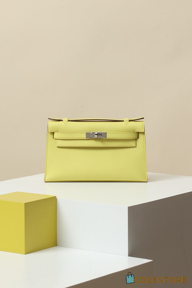 Colestore Hermes Kelly Pochette Jaune Espom Leather in Chick Yellow 22x7x13cm - 1