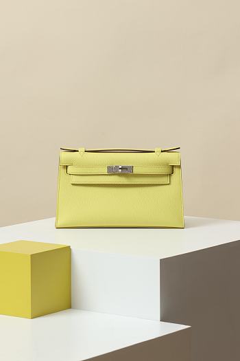 Colestore Hermes Kelly Pochette Jaune Espom Leather in Chick Yellow 22x7x13cm