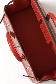 Colestore Hermes B25 Crocodile Bag Red Sliver Hardware 25x20x13cm - 4