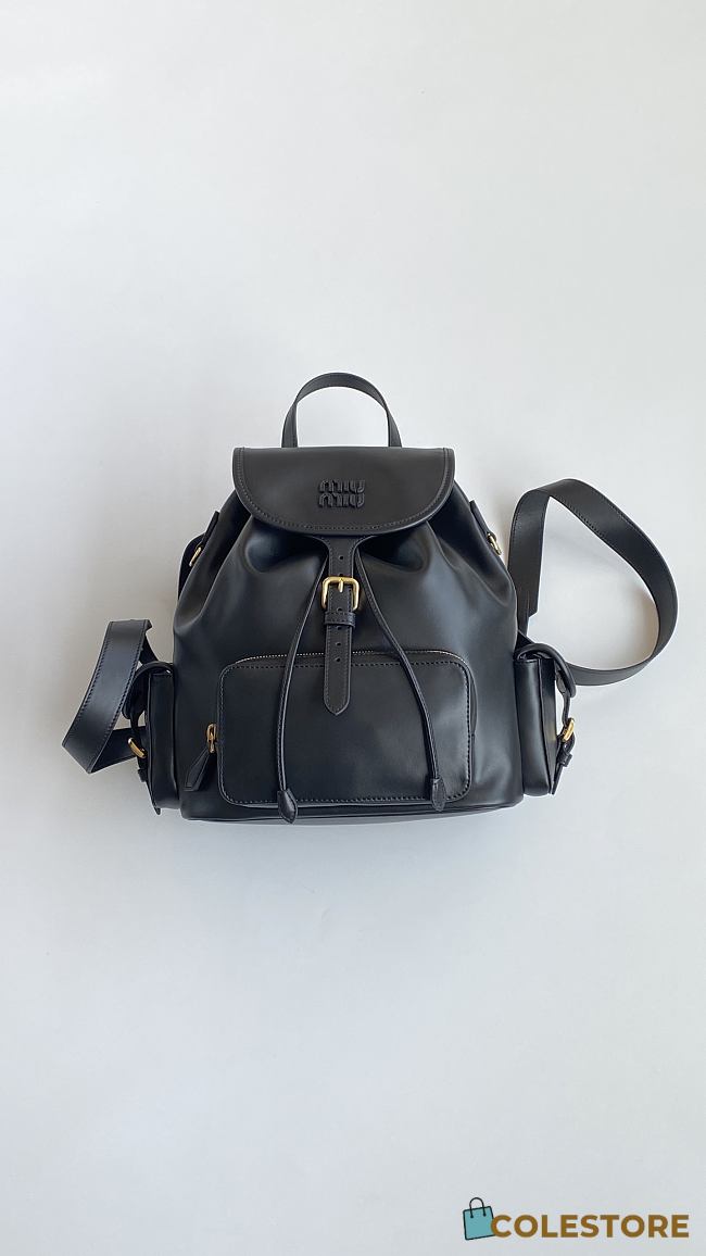 Colestore Miu Miu Black Leather Backpack 29x25x12cm - 1