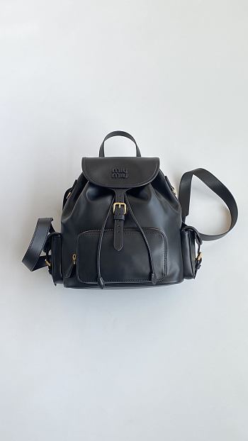 Colestore Miu Miu Black Leather Backpack 29x25x12cm