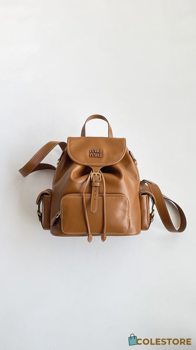 Colestore Miu Miu Brown Leather Backpack 29x25x12cm - 1