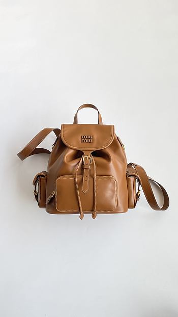 Colestore Miu Miu Brown Leather Backpack 29x25x12cm