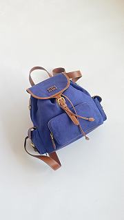 Colestore Miu Miu Canvas And Leather Backpack in Cornflower Blue/Brandy 29x25x12 - 1