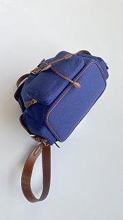 Colestore Miu Miu Canvas And Leather Backpack in Cornflower Blue/Brandy 29x25x12 - 6
