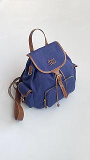 Colestore Miu Miu Canvas And Leather Backpack in Cornflower Blue/Brandy 29x25x12 - 5