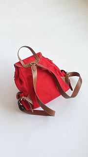 Colestore Miu Miu Canvas And Leather Backpack in Red/Brandy 29x25x12 - 3