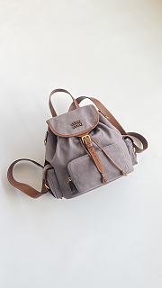 Colestore Miu Miu Canvas And Leather Backpack in Gray/Brandy 29x25x12 - 1