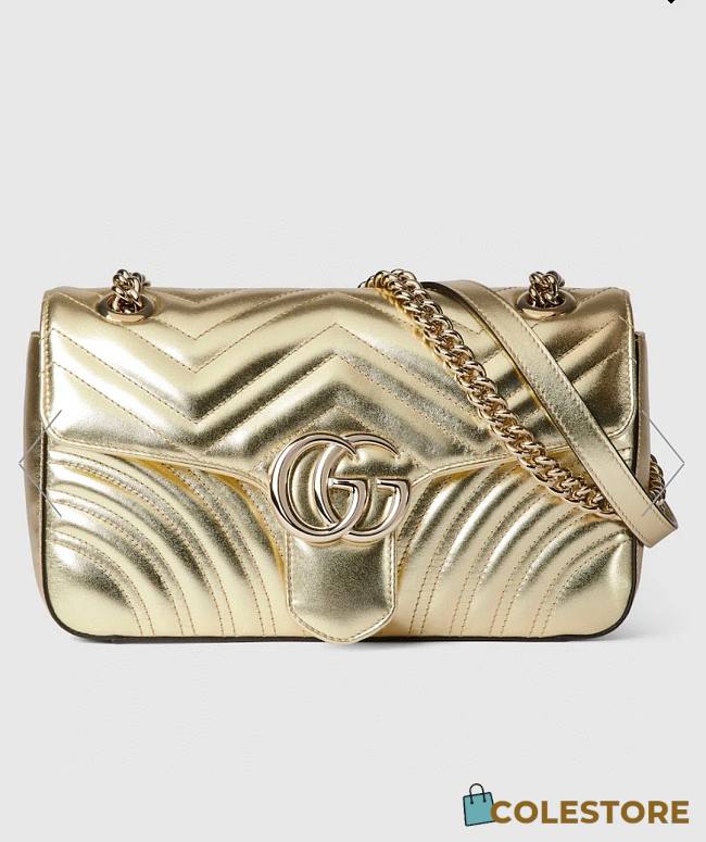 Colestore Gucci GG Marmont Medium Shoulder Bag in Gold 26x15x7cm - 1