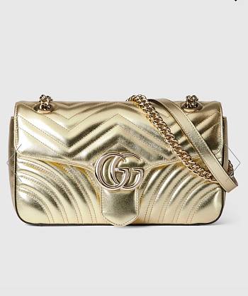 Colestore Gucci GG Marmont Medium Shoulder Bag in Gold 26x15x7cm