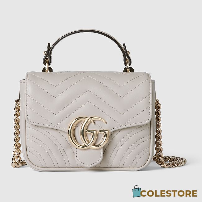 Colestore Gucci GG Marmont Mini Bag in White 17x13x6cm - 1