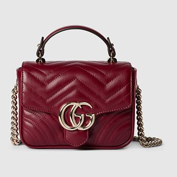 Colestore Gucci GG Marmont Mini Bag in Red 17x13x6cm