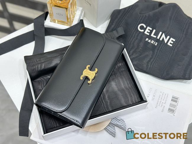 Colestore Celine Triomphe Leather Wallet in Black 19x10x3cm - 1