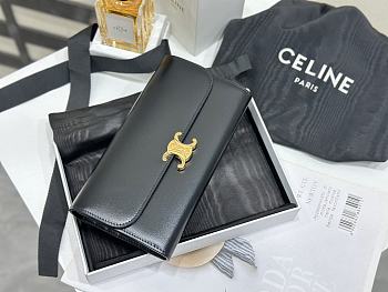 Colestore Celine Triomphe Leather Wallet in Black 19x10x3cm