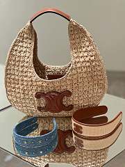 Colestore Celine Classic Panier Hobo Bag In Raffia And Calfskin Leather 33x16x4cm - 1