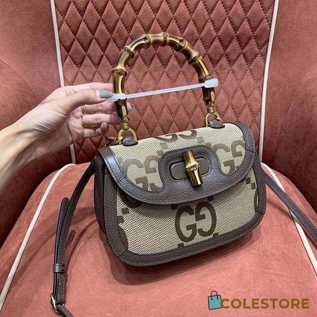 Colestore Gucci Bamboo 1947 Jumbo GG Small Top Handle Bag 17x12x7.5cm - 1