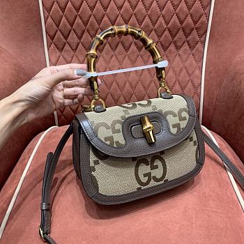 Colestore Gucci Bamboo 1947 Jumbo GG Small Top Handle Bag 17x12x7.5cm