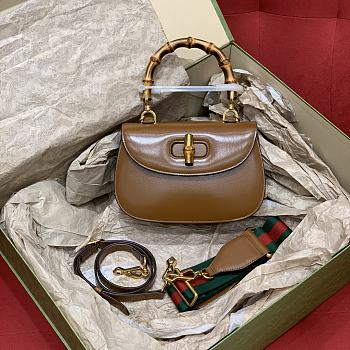 Colestore Gucci Bamboo 1947 Small Bag In Cuir Leather Brown 21cm