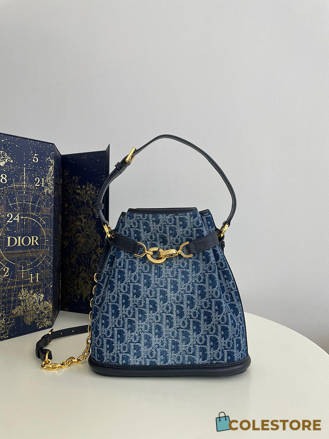 Colestore Dior Medium C'est Dior Bag Blue Denim Dior Oblique Jacquard 24x10x24.5cm - 1