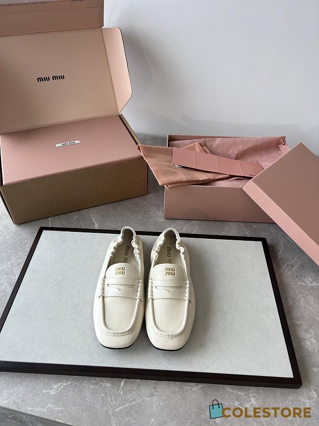 Colestore Miu Miu Nappa Leather Loafers With Ruffles White - 1