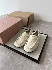 Colestore Miu Miu Nappa Leather Loafers With Ruffles White - 4