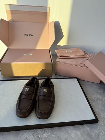 Colestore Miu Miu Nappa Leather Loafers With Ruffles Brown