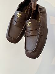Colestore Miu Miu Nappa Leather Loafers With Ruffles Brown - 3