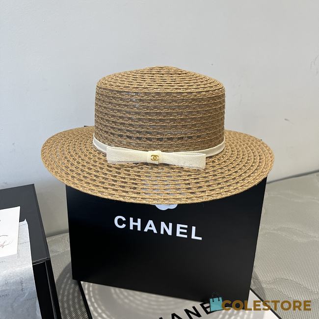 Colestore Chanel Flat-top Fedora Brown/Black   - 1