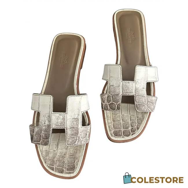 Colestore Hermes Oran Crocodile Sandals  - 1