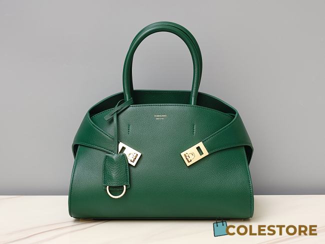 Colestore Ferragamo Medium Hug Tote Bag Green 31.5x19x22cm - 1