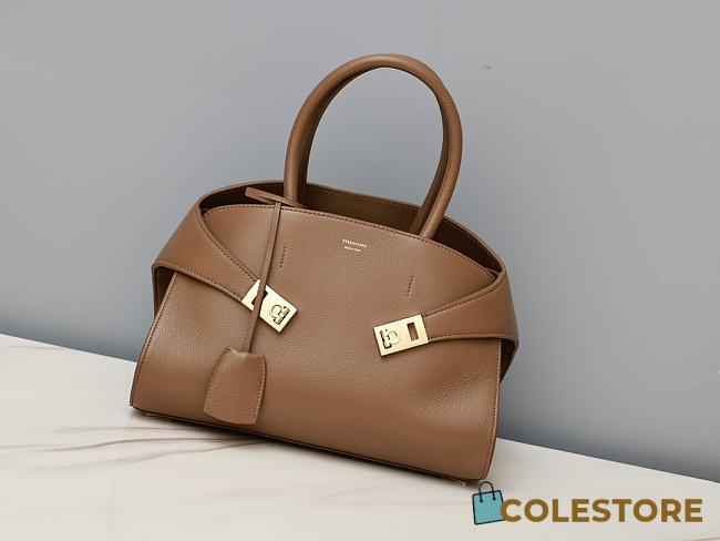 Colestore Ferragamo Medium Hug Tote Bag Brown 31.5x19x22cm - 1