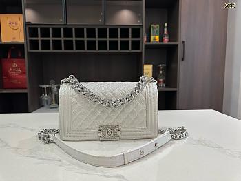 Colestore Chanel Leboy Crystals White in Leather 25x15x9cm