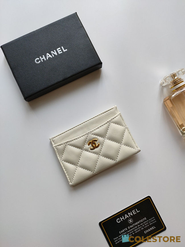 Colestore Chanel Classic Card Holder White 7.5×11.2×0.5cm - 1