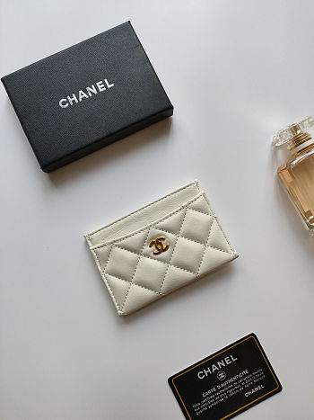 Colestore Chanel Classic Card Holder White 7.5×11.2×0.5cm