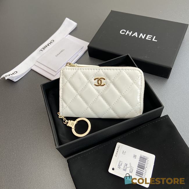 Colestore Chanel Zipped coin wallet White 11.5×7.5×1.5cm - 1