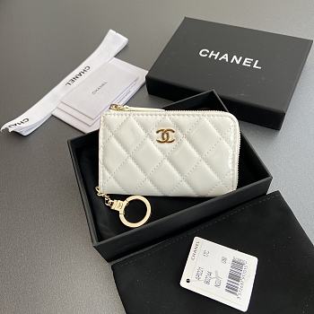 Colestore Chanel Zipped coin wallet White 11.5×7.5×1.5cm