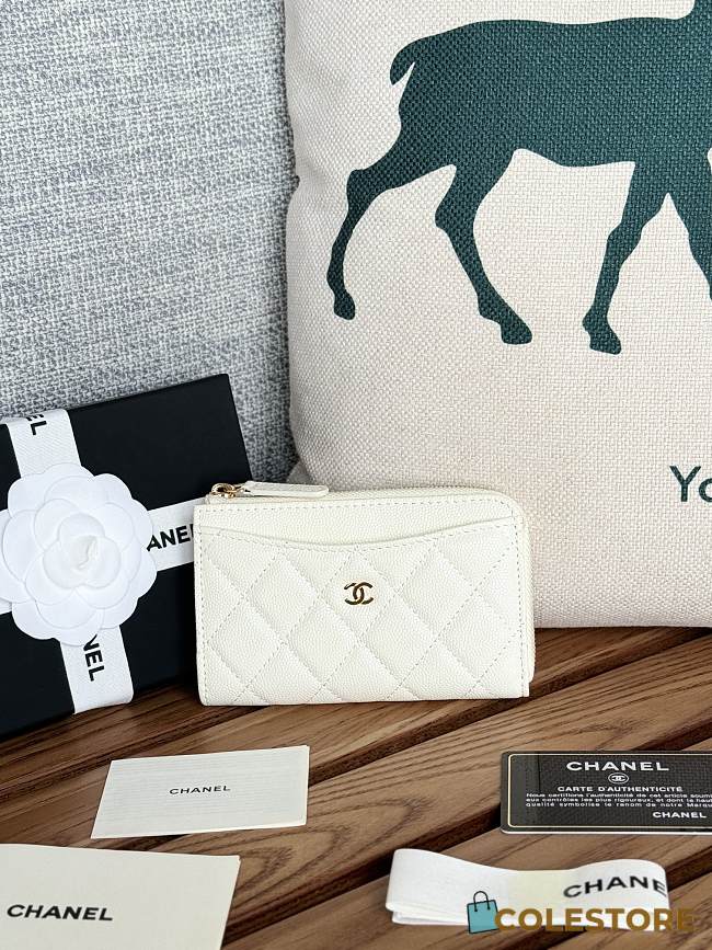 Colestore Chanel Wallet White 12x7.5x2.5cm - 1