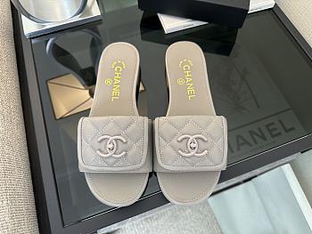 Colestore Chanel Gray CC logo Turnlock Mules Slides Sandals