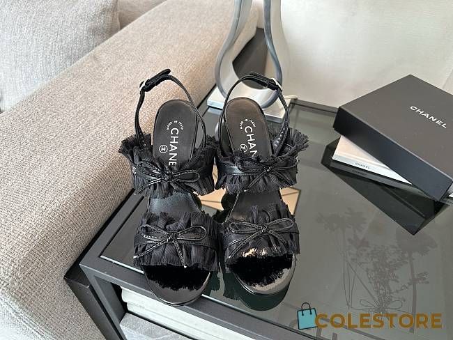 Colestore Chanel Interlocking CC Logo Bow Heels Black - 1