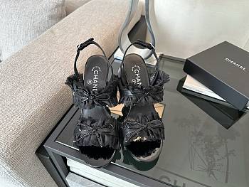 Colestore Chanel Interlocking CC Logo Bow Heels Black