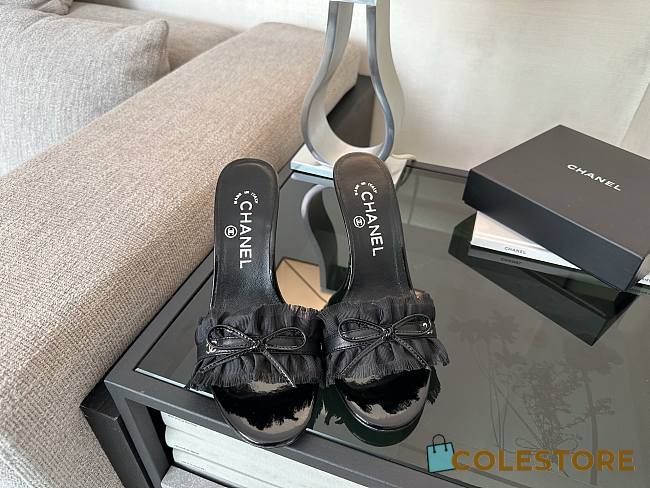 Colestore Chanel CC Ruffled Bow Heels Black - 1