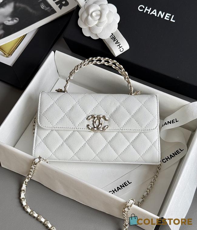Colestore Chanel 25S Cross Handle Kelly Chain Bag White 18x10x4.5cm - 1