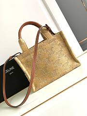 Colestore Celine Small Cabas Thais In Raffia Effect Textile With Triomphe Jacquard 25.5x18.5x12cm  - 3