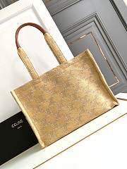 Colestore Celine Tote Cabas Thais In Raffia Effect Textile With Triomphe Jacquard 41×28×17cm - 4