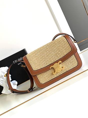 Colestore Celine Teen Triomphe Bag In Textile And Calfskin Leather 22X16.5X7cm