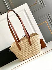 Colestore Celine Classic Panier Small Braided Triomphe In Raffia And Calfskin 36x21.5x13cm - 2