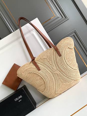 Colestore Celine Classic Panier Braided Triomphe In Raffia And Calfskin 47 X 30.5 X 15cm