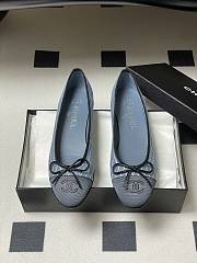 Colestore Chanel CC Logo Blue Denim Ballets Flat   - 1